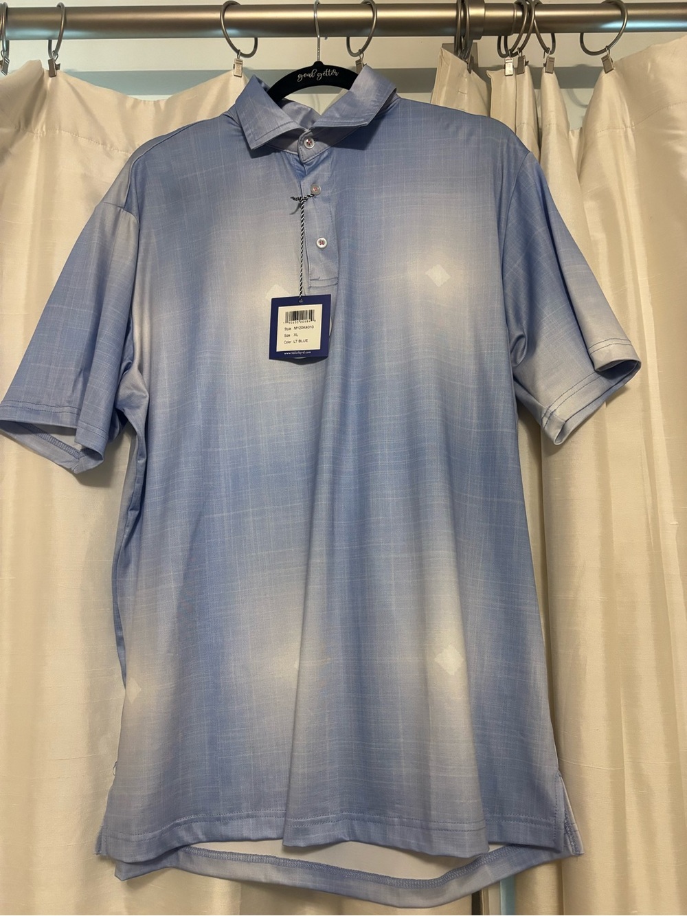 Tailor Byrd golf polo shirt. XL. Ombré light blue color. Stunning! NWT.